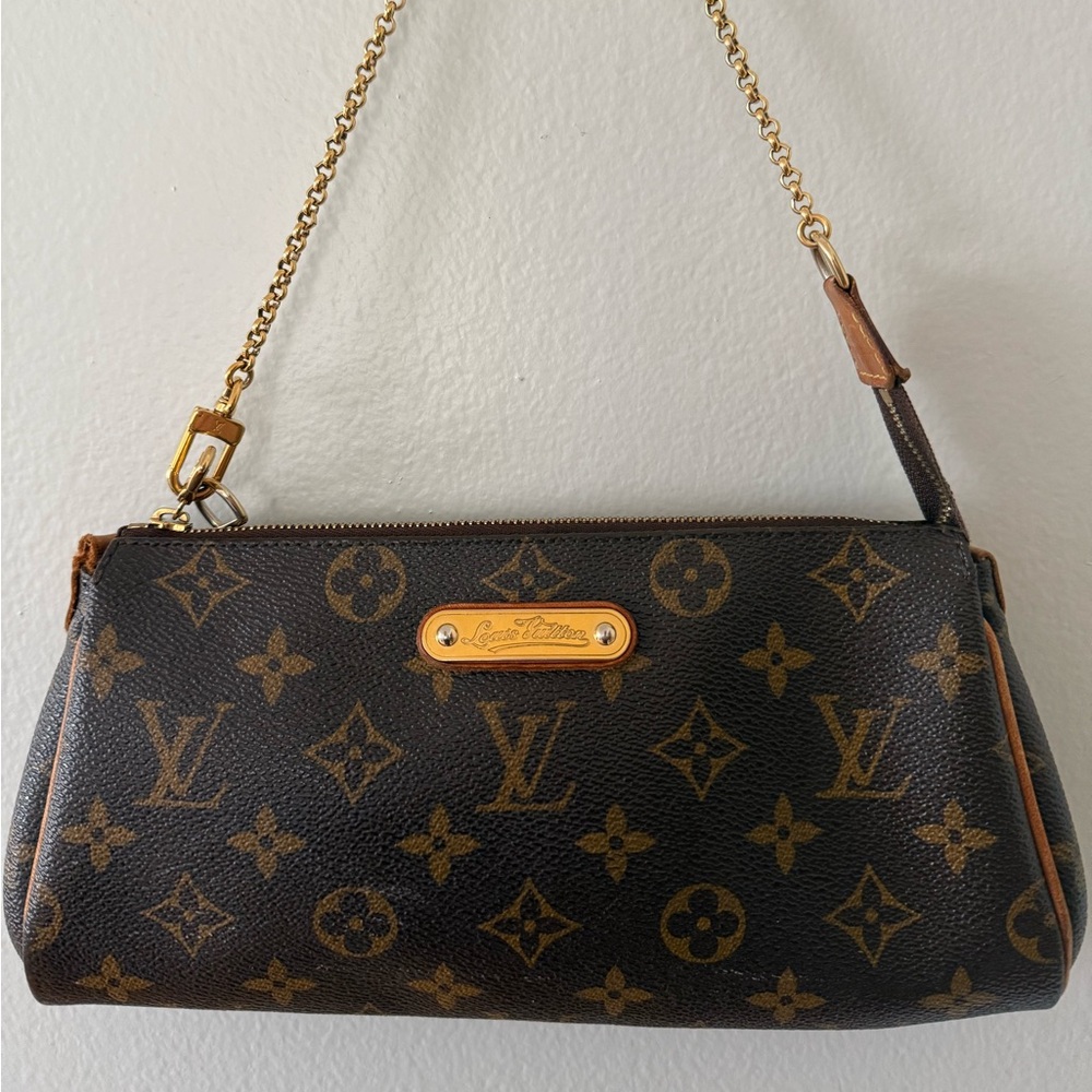 Louis Vuitton Brown Monogram Clutch with Gold Hardware